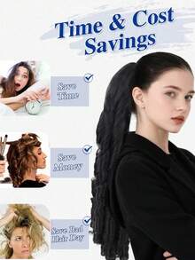 Tóc đuôi ngựa xoăn thời trang 20 inch có dây rút - Tóc giả đuôi ngựa xoăn kiểu La Mã - Tóc giả sợi tổng hợp chịu nhiệt - Thích hợp cho phụ nữ sử dụng hàng ngày, ngày lễ và tiệc tùng - Nhiều màu - Xem 2
