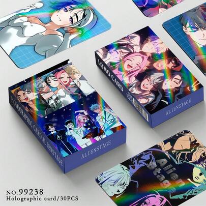 30pcs Anime Character Holographic Cards, Laser Reflective Irregular Shaped Double-Sided LOMO Cards, Anime Fans Gift, Perfect For Holidays, Birthdays, Collectibles