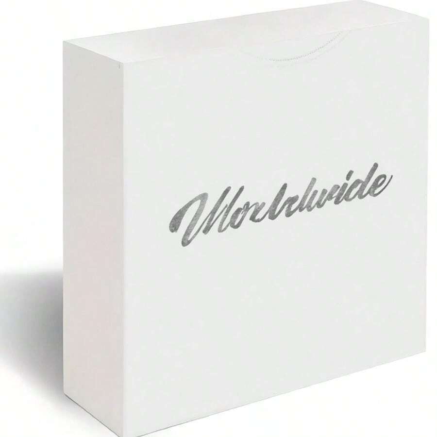 Elegant Matte White Decorative Wooden Box With 'Worldwide' Stylish Cursive Embossed Text - Minimalist Sleek Design For Polished Global Audience, Ideal Gift Box With Clean Straight Edges And Subtle Shine - White - View 1