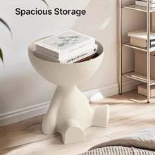 Modern Bear-Shaped Nightstand - A Sturdy Plastic Multi-Functional Nightstand And Bookshelf, With A Space-Saving Stackable Design, Easy To Assemble, And Cute Bear Shape Is Suitable Children's Rooms.Small Space (Black,  Plastic Furniture) - 白色 - 查看 6