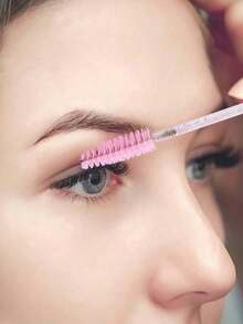 50支睫毛刷，睫毛膏刷带收纳盒，可弯曲一次性眉刷，睫毛嫁接刷，眉刷，蓖麻油刷（水晶粉） - 粉色 - 查看 4