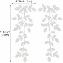 [Free Shipping]4 Pairs White Lace Forest Leaves Vine Applique Patches Leaf Sewing Embroidery Applique Bohemian Shoulder Collar Embellishment Decorative Patches For Clothing Bags DIY Accessory Craft - White - 查看 3