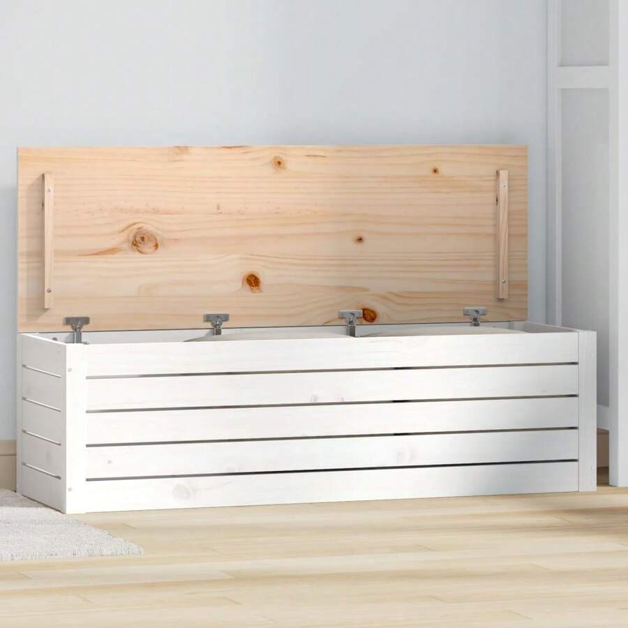 vidaXL Camera da letto Bianca 109x36,5x33 cm Legno massiccio in legno - Bianco - Visualizzare 1