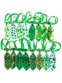 4PCS Adjustable Mini Clover Pet Tie In Green - Perfect For Small To Medium Dogs And Cats, Ideal For Daily St. Patrick's Day Photoshoots. Style Random - Multicolor - View 9