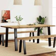 vidaXL Table à manger 150x90x75 cm bois d'acacia massif - Tabac - Voir 1