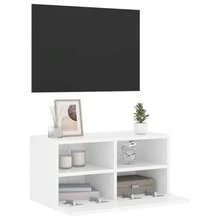vidaXL Meuble TV mural blanc 60x30x30 cm bois d'ingénierie - Blanc - Voir 6