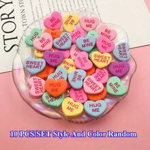10 Pieces Resin New Pastel Hot Dialogue Heart Shape, Suitable For Handcrafts, Scrapbooking, Jewelry Accessories DIY, Bonsai Surface Covering Decoration - 10 - Xem 3