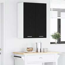 vidaXL Armoire suspendue 2 pcs Chêne noir et Blanc 30 x 31 x 80 cm - Noir - Voir 4