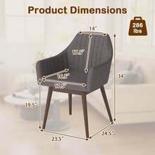 Lifezeal Dining Chairs Set Of 2 Upholstered Accent Chairs With Comfy Padded Backrest Beige/Black/Gray - 灰色 - 查看 2