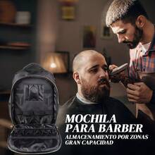 Mochila Organizadora para Barbero - Bolsa Profesional de Herramientas con Compartimentos Acolchados y Gran Capacidad - Negro - Ver 12