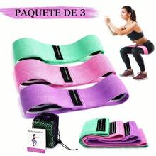 Bandas de Resistencia Profesionales – Set de 3 Bandas Antideslizantes de Tela – Ligera Media y Alta – Ideal para Entrenamiento en Casa y Gym - Multicolor - Ver 4