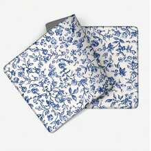 1件复古蓝白瓷质花卉图案鼠标垫，清新中式花卉大号桌面垫，防滑办公桌装饰键盘垫 - 長方形 - 查看 4