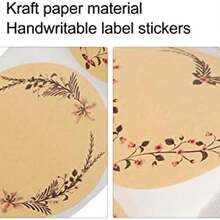 500 Uds Etiqueta Adhesiva Papel Kraft Autoadhesivo Etiquetas Redondas Pegatinas para Caja de DIY Botella de Almacenamiento - como se muestra en la figura - Ver 3