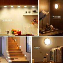 HYUNDAI Dimmable Motion Sensor Night Light, Magnetic Ceiling/Wall Mounted LED Lamp, Battery Powered (USB Rechargeable), Suitable For Bedroom, Hallway, Cabinet Etc. - Warm White, Auto-Off - White - View 6