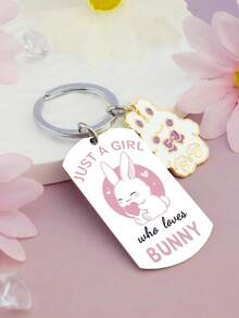 1个可爱兔子钥匙扣，适合兔子爱好者，复活节可爱兔子钥匙扣礼物，送给兔妈妈、青少年等趣味十足的礼物 - 彩色 - 查看 1
