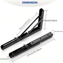 2 Pcs 10/12 Inch Folding Shelf Brackets - Matte Black Collapsible Heavy Duty BracketsWall Mounted Shelf Brackets For Table, Space Saving DIY Bracket For Table Bench - Space Saving - Black - View 11