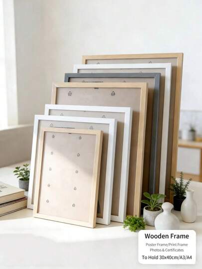 2pcs Wooden Photo Frames, Faux Wood With 21*29.7cm A4 Vintage Frame, Black Classic Frame, Natural Wood, Brown, White Retro Frame, A3/30*40cm High-End Composite Wood Material, Suitable For Living Room, Office, Gallery Wall Decor, Large Size Art Photography Display Frame, A4 Certificate Frame, Desktop Easel Frame, Exquisite Gift, Available In Black, Natural Wood, White, Brown