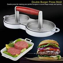 Prensa doble para hamburguesas 1 herramienta para hacer hamburguesas con aleación de aluminio para alimentos sartén antiadherente grande mango de agarre suave adecuado para dar forma a carne de - como en la foto - Ver 2