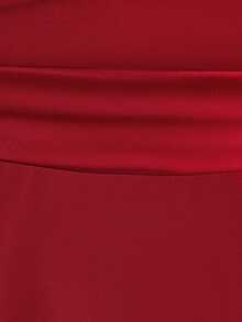 Abito elegante da sera per ragazze pre-adolescenti, in raso tinta unita con decorazione floreale, corto davanti e lungo dietro con strascico, adatto per matrimoni, lauree, feste da ballo, non include fascia per capelli - Bordò - Visualizzare 8