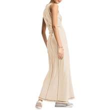 Vestido sin mangas para mujer, Puntada de contraste, Tejido acanalado - Beis - Ver 5