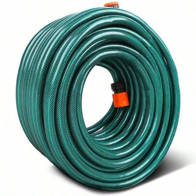50M Reinforced Garden Hose Pipe Tube With Set Spray Watering Nozzle Set Fittings