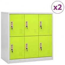 vidaXL Armoires à casiers 2 pcs Gris clair et vert 90x45x92,5 cm Acier - Vert - Voir 1