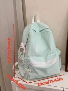 New Korean Style Chic Minimalist Casual Backpack, Durable And Versatile - Green - View 8