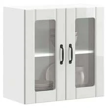 vidaXL Armadio murale da cucina con porte vitrée "Lucca" Bois d'ingénierie blanc brillante - Bianco - Visualizzare 1