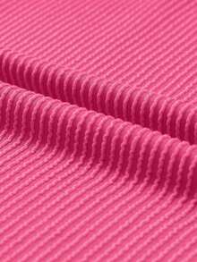 CILKOO 女士宽松扭结口袋V领休闲短袖T恤，春夏款 - 玫紅色 - 查看 10