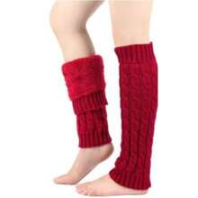 新款针织腿套，搭配厚实花纹抓绒袜，秋冬季保暖护腿 - 多色 - 查看 10