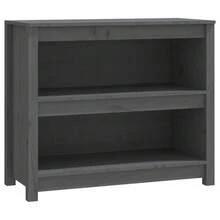 vidaXL Bücherregal Grau 80x35x68 cm Massives Kiefernholz - Grau - Übersicht 2