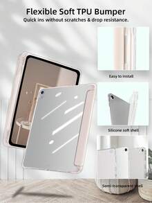 1个透明笔槽八折平板保护套，兼容iPad 10代/11代/10.2/10.5/Air4/Air5/10.9/Pro11/Air 11英寸(M2)-2024/Pro 11英寸(M4)-2024/iPad Pro 13英寸(M4)-2024/iPad Air 11英寸(M3)-2025/iPad Air 13英寸(M2)-2024/iPad (A16) 11英寸第11代2025/12.9/Mini 6/Mini 7/Air 1/Air 2/9.7等型号，不含Apple Pencil，内置笔槽，八折可调节支架，磁吸式睡眠/唤醒功能，简约经典设计。 - 粉紅色 - 查看 5