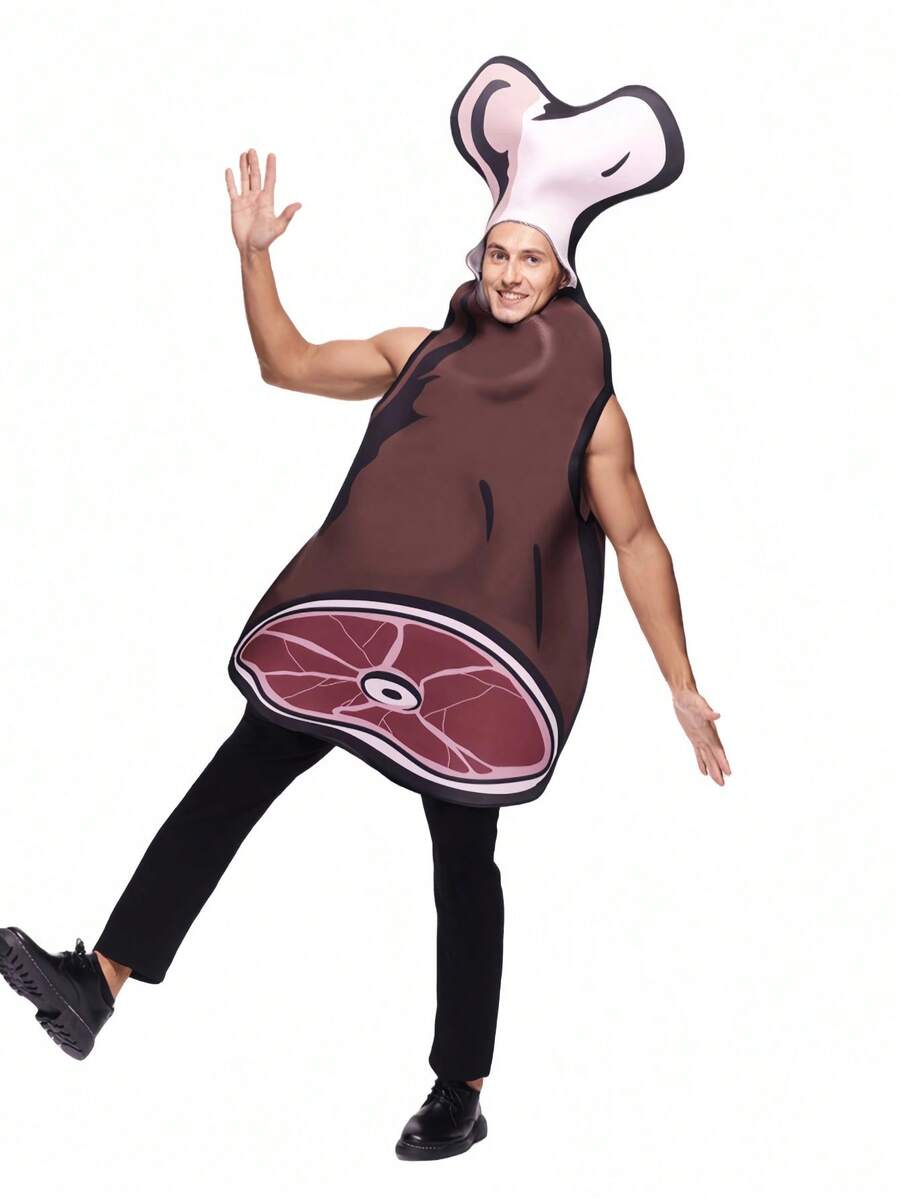 Oversized Chicken Leg Cosplay Costume, Cute & Funny Adult One Size Fits All Drumstick Shaped Costume For Carnival, Halloween, Family Party - Multicolor - View 1