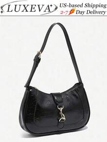 1pc Retro Minimalist Hook Decor Adjustable Shoulder Strap Crescent Shape Bag, Suitable For Date, Outing, Party, Burgundy Glossy Crescent Shoulder Bag With Gold Metal Buckle Vintage Tote, Commuter Date Bag For The Discerning, Small Capacity Lightweight Underarm Bag, Top Handle Versatile Casual Design, Spring/Summer Fashion Underarm Pouch With Adjustable Strap, Large Capacity For Everyday Use, Spacious Capacity, Street & Japanese Bag For Women, Y2K Perfect For Spring, Summer, Autumn & Winter, Suitable For Women, Students And Office Workers Commuting, Casual Use Of Small Bags, Suitable For Girls, Ladies, Students, Office Workers, Commuting, School Outfits, Burgundy Red, Fashionable Burgundy Bag, Retro Inspired Bag For Women------Valentine's Day, Valentines, Valentines Day, Bag Charm, Purse Charm, Bag Charms, Beach Accesories For Women, Beach, Beach Bag, Vacation Essentials, Airplane Travel Essentials, Cruise Essentials, Valentines Gift, Valentine's Day Gift [US-Based Shipping]. - 黑色 - 查看 8