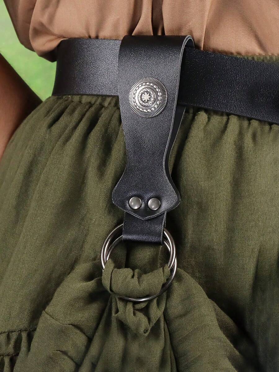 1pc PU Leather Skirt Clip For Medieval Viking Belts Renaissance Skirt Hike Faire LARP Cosplay Costumes (Without Waist Belt) - A - View 1