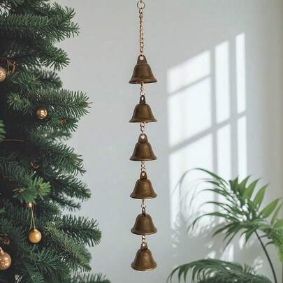 Handmade Metal Wind Chime - Classic Country Iron Bell With Decorative Chain, Suitable For Gardens, Yards And Walls. No Electricity Required. Thanksgiving Home Decoration, Outdoor Wind Chime, Handcrafted Artistic Design And Creative Bell Pendant.