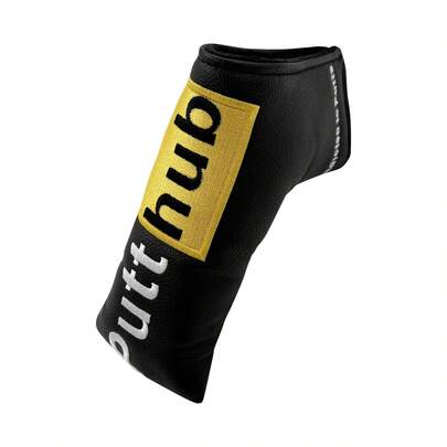 HubOUTTT Retro Series Black & Yellow Contrast Embroidery Putter Cover, Reverse Hub Bright Yellow Leather Trim, Sports Style Scratch-Resistant Protective Cover, Golf Course Fashion Protective Gear