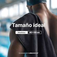 B Life Kit 5 Toallas de Microfibra Deportivas | Súper Absorbentes y de Secado Rápido | Color Negro/Gris | Fácil de Transportar | para Gym y Natación. - Negro/Gris - Ver 5