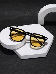 1 PC Men's Square Casual Fashion Glasses Solid Color Polycarbonate Frame Lightweight For Daily Driving With Glasses Box - Multicolor - View 5