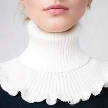 1pc White Knit Detachable Collar, Suitable For Pairing With Cardigans - White - View 2