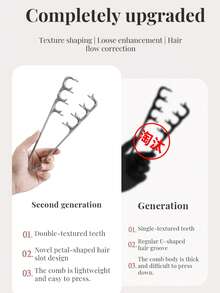 1 Textured Comb, A Volumizing Wide-Tooth Textured Hair Styling Comb, A Volumizing Wide-Tooth Curling Comb, A Volumizing Curling Comb, To Create Voluminous Curls And Part Your Bangs, A Unisex Styling Tool To Prevent Frizz.