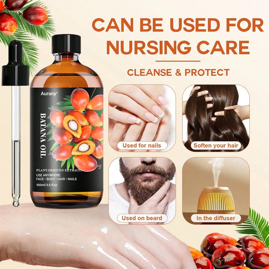 AURANY 巴塔纳多用途护肤护发油，清爽不油腻，每日保湿，适用于面部/身体/头发，蕴含植物萃取精油，男女通用。30毫升/100毫升 - 無味 - 查看 1