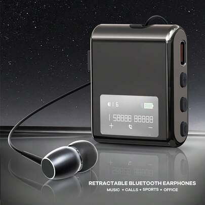 REMAX 带降噪功能的夹式蓝牙5.4耳机；12.6英寸可伸缩线缆；液晶显示屏；来电振动提醒；运动耳机；游戏耳机；办公耳塞；