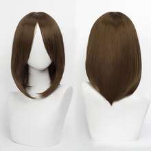 Karida 14-Inch Synthetic Fiber Cosplay Wig With Bangs, Layered Straight Hair, Unisex Cosplay Wig, High Density, Natural-Looking Cosplay Wig For Men And Women