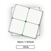 10/20pcs 8" X 8" Self-Adhesive Vinyl Floor Tiles, White Square With Green Outline Waterproof Removable Tile Stickers, Suitable For Kitchen, Bathroom, Stairs, Living Room, Pet Room