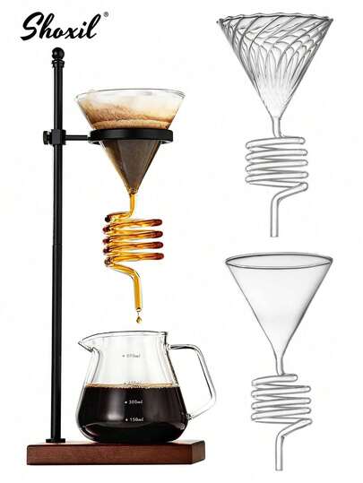 shoxil 1 pieza Filtro de café en espiral, capacidad para 1-4 tazas, filtro de café en espiral creativo y enfriador, adecuado para oficina o hogar, embudo para preparar café, accesorios para cafetera doméstica