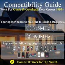2pcs Replacement Remote For Genie & Overhead Door Garage Door Openers - Compatible With G3T-R, G3T-BX, G3T-A Models (1995+ Intellicode Openers Only) - Black - View 8