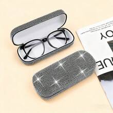 Shiny Diamond Fashion Glasses Storage Box, Hard Shell Eyeglass Case, Pressure Resistant; Portable And Easy To Carry, Suitable For Most Glasses, Can Be Easily Placed In Your Handbag, Unisex Glasses Accessory, Cute Design, Portable Eyeglass Storage Box, PU Material,Room Decor - Multicolor - View 6