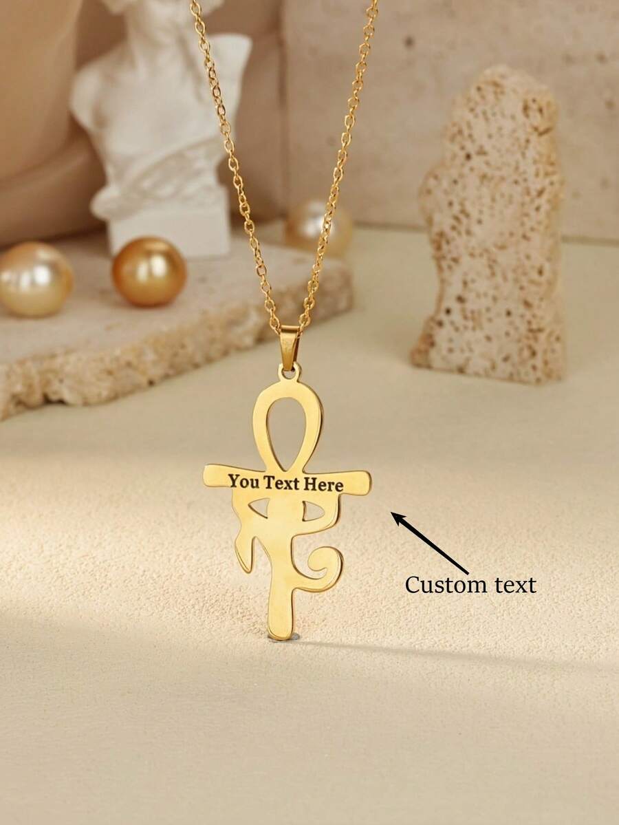 Customized Personalized Black Engraved Cross Necklace, Mother's Day Gift, Exquisite Unique Accessory, Ideal Gift For Family And Friends - Multicolor - View 1