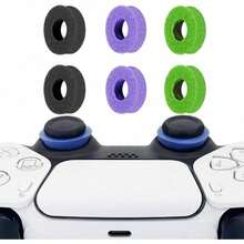 1 Set Of 6 Controller Grip Rings, Non-Slip Thumbstick Covers For Enhanced Aim On  , Precision Gaming Accessories, - 6 chiếc (2 màu xanh lá cây + 2 màu tím + 2 màu đen) - Xem 2
